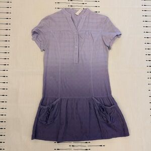 Lavender Ombre Short Sleeve V-Neck Mini Dress